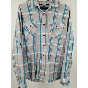 Carbon Classic Fit Long Sleeve Roll Tab Button Down Shirt Mens Size‎ XL Plaid